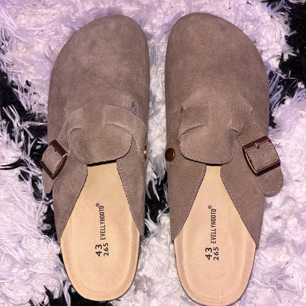 Women's Tan Suede Slip-On Clog Shoes